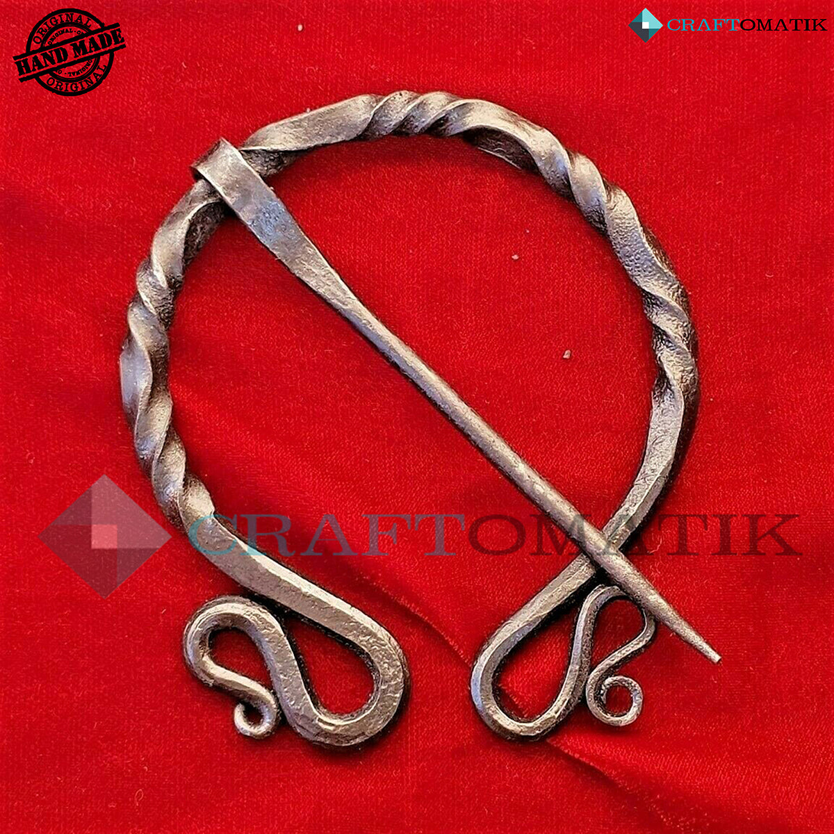 Mittelalterliche Brosche | Schmiedeeiserner Ring und Nadel | Handgefertigte Wikinger LARP Fibel Ringverschluss Kleidungsnadel | HFRC24