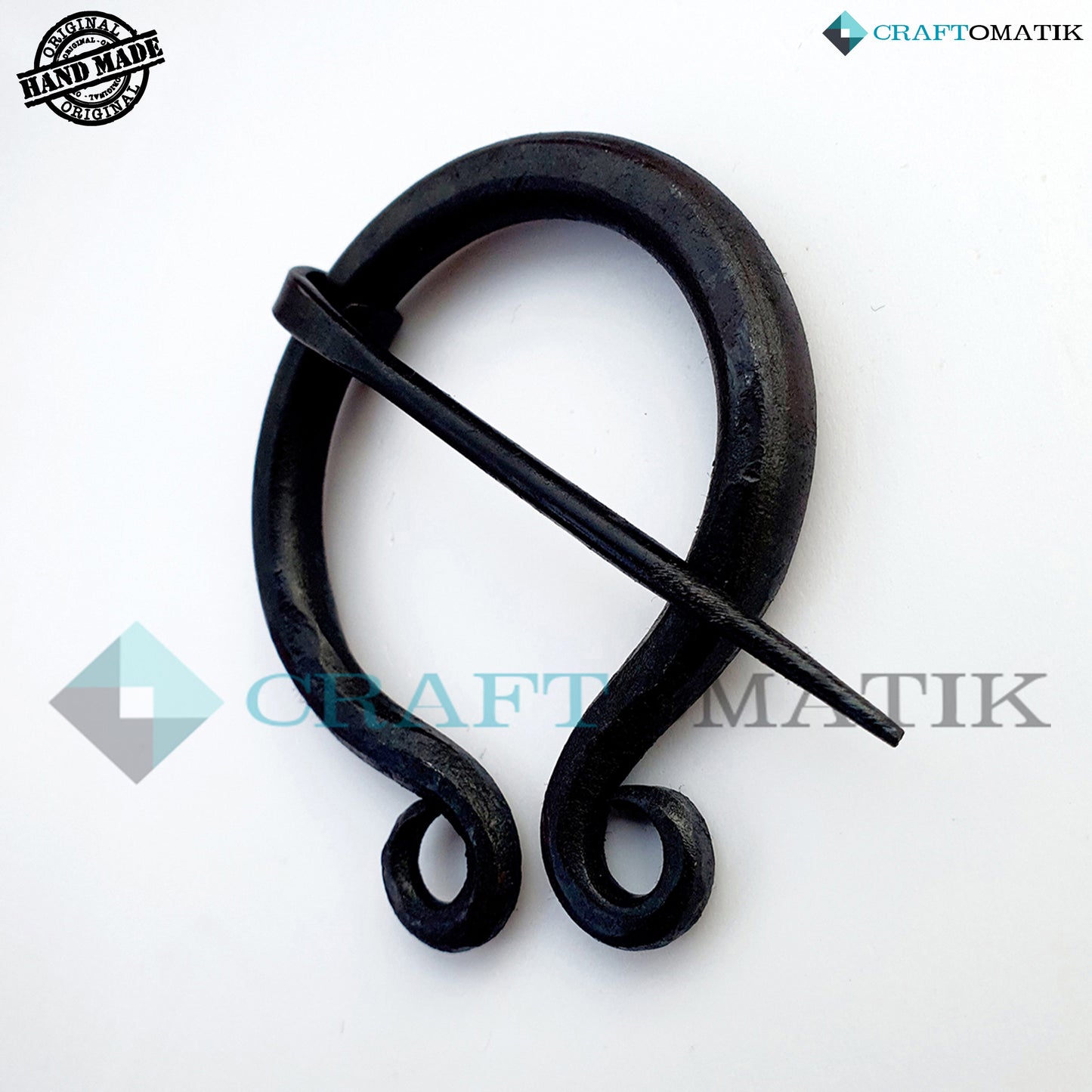 Medieval Brooch | Wrought Iron Ring and Needle | Handmade Viking LARP Fibula Ring Clasp Garment Pin | HFRC25