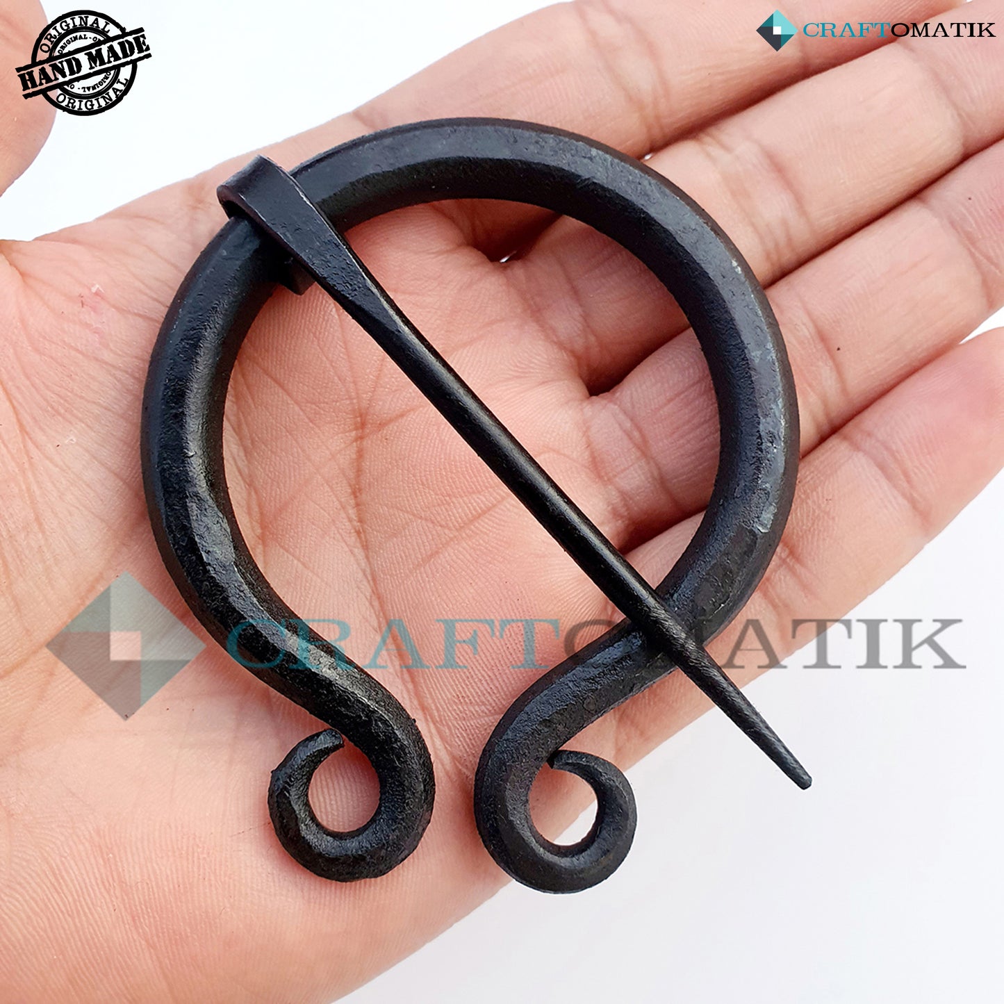 Medieval Brooch | Wrought Iron Ring and Needle | Handmade Viking LARP Fibula Ring Clasp Garment Pin | HFRC25