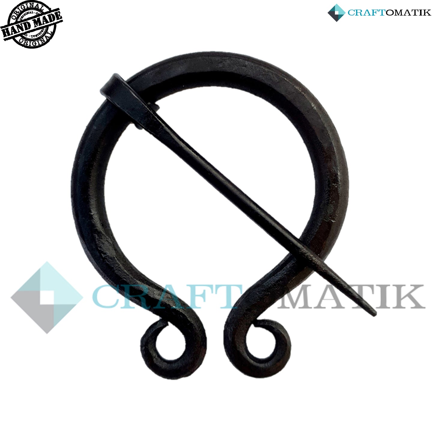 Medieval Brooch | Wrought Iron Ring and Needle | Handmade Viking LARP Fibula Ring Clasp Garment Pin | HFRC25