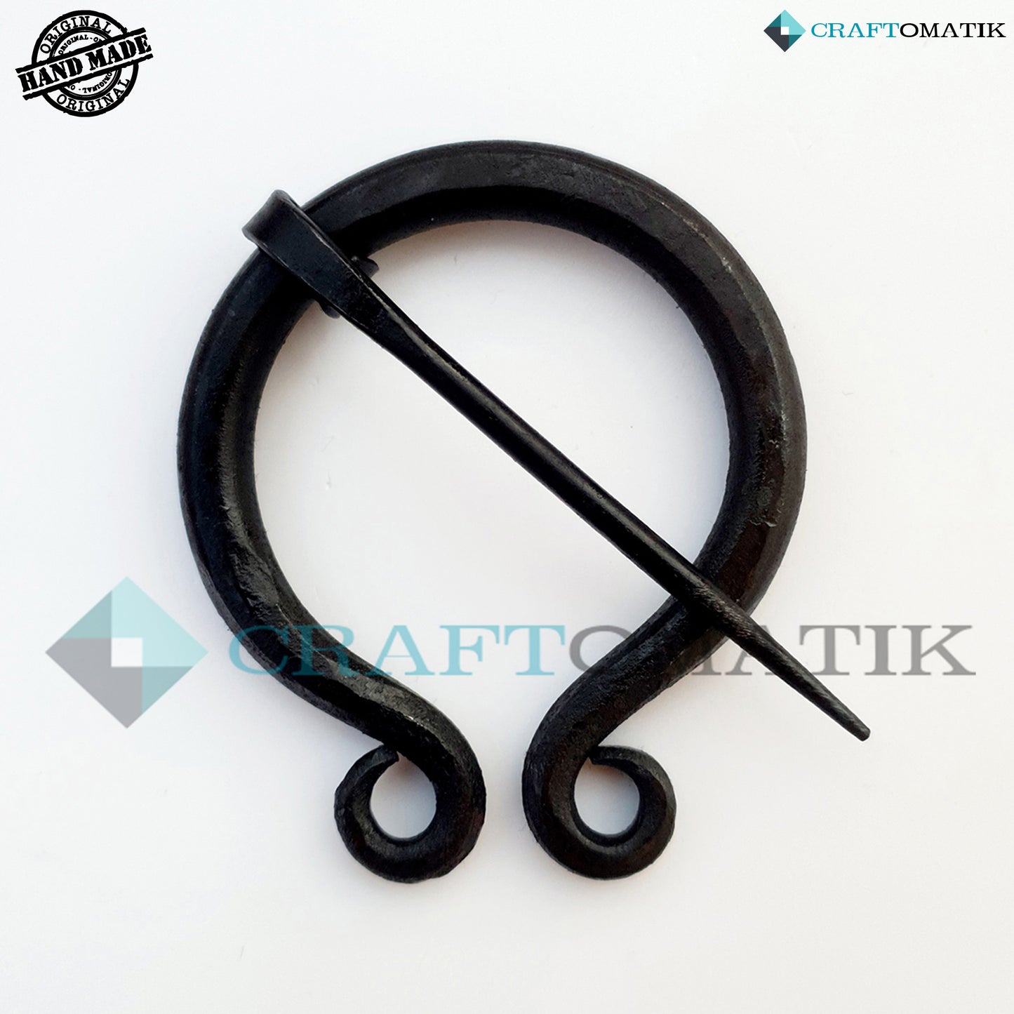 Medieval Brooch | Wrought Iron Ring and Needle | Handmade Viking LARP Fibula Ring Clasp Garment Pin | HFRC25