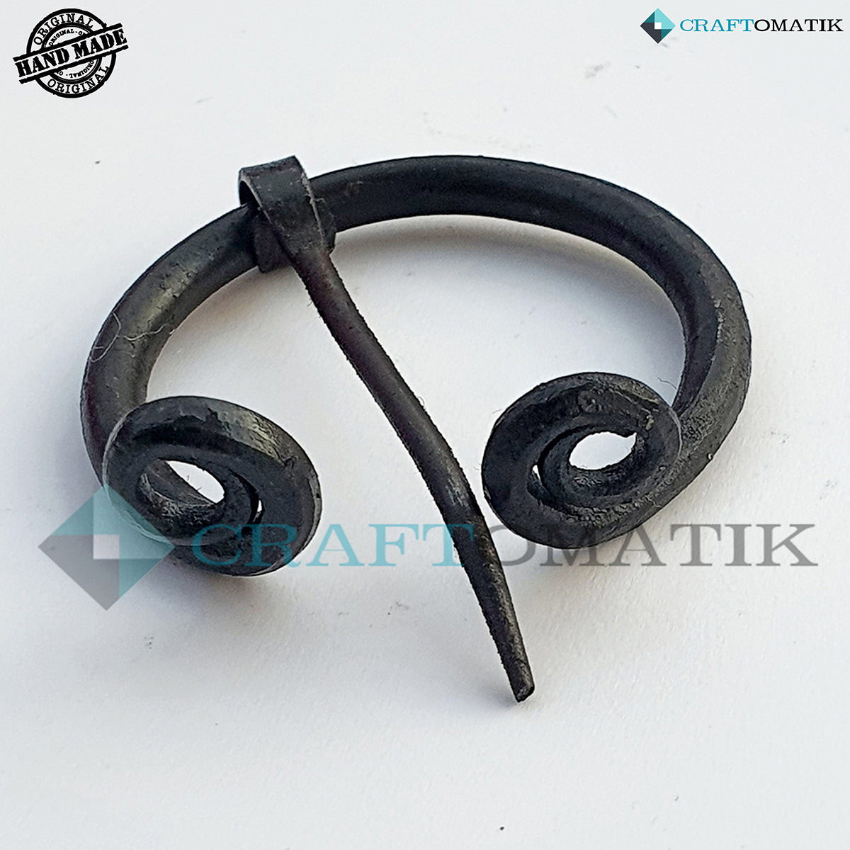 Mittelalterliche Brosche | Schmiedeeiserner Ring und Nadel | Handgefertigte Wikinger LARP Fibel Ringverschluss Kleidungsnadel | HFRC26