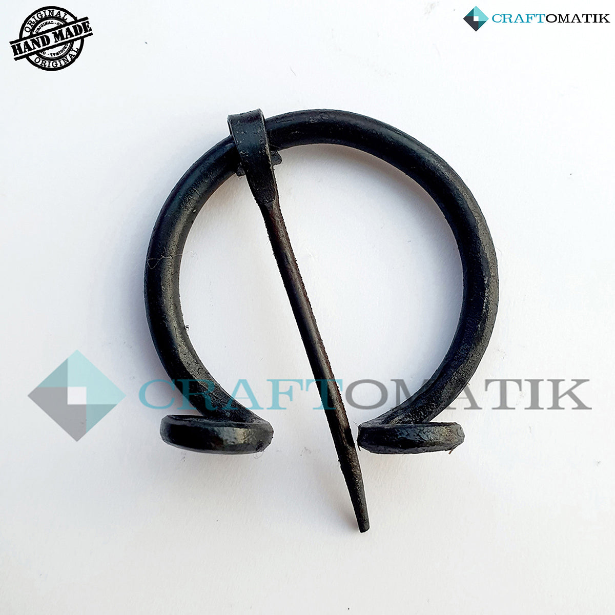 Mittelalterliche Brosche | Schmiedeeiserner Ring und Nadel | Handgefertigte Wikinger LARP Fibel Ringverschluss Kleidungsnadel | HFRC26