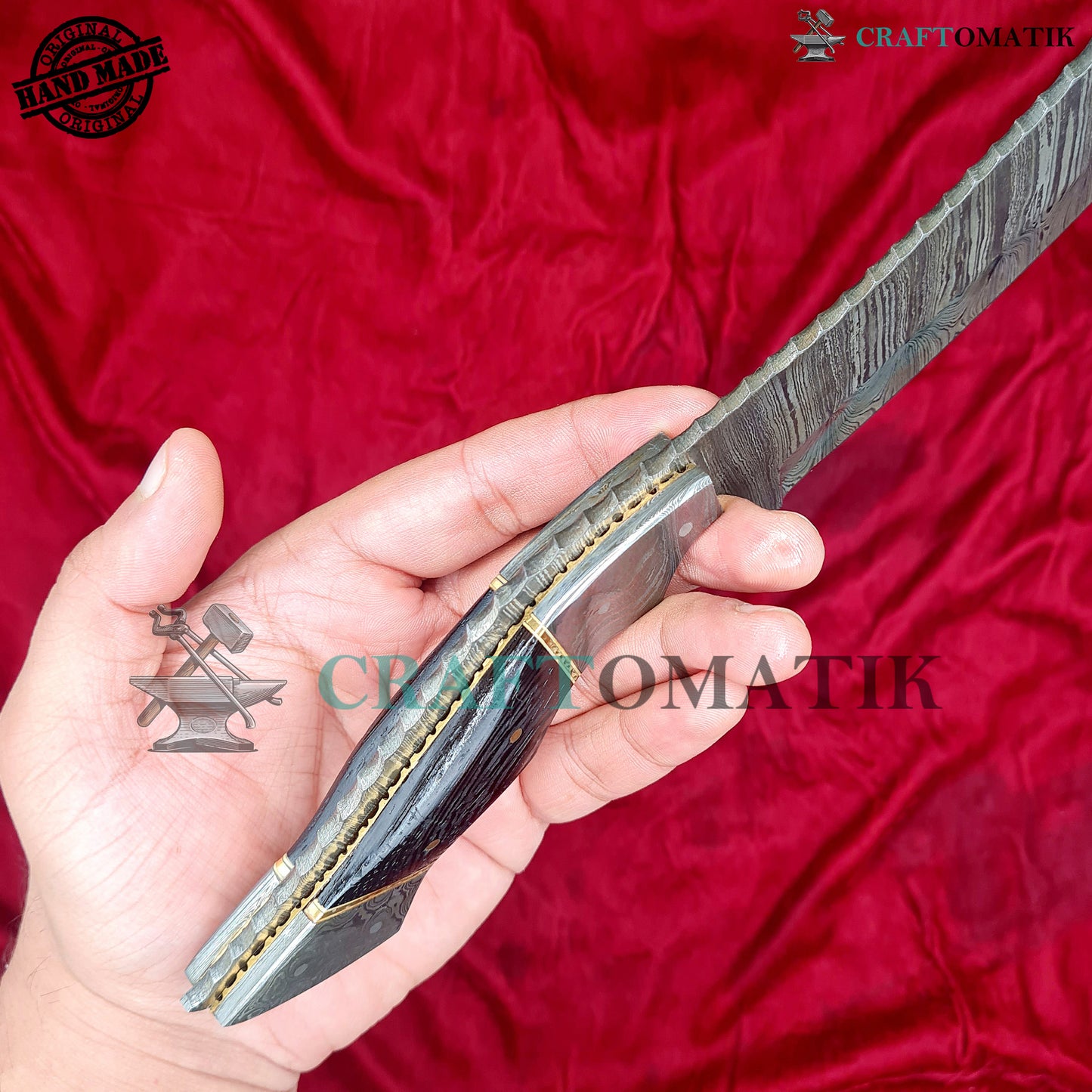 Damascus Steel Cleaver | Kitchen Chef Cleaver | Handmade Butcher Meat Cleaver | Olive Wood Grip | KC08