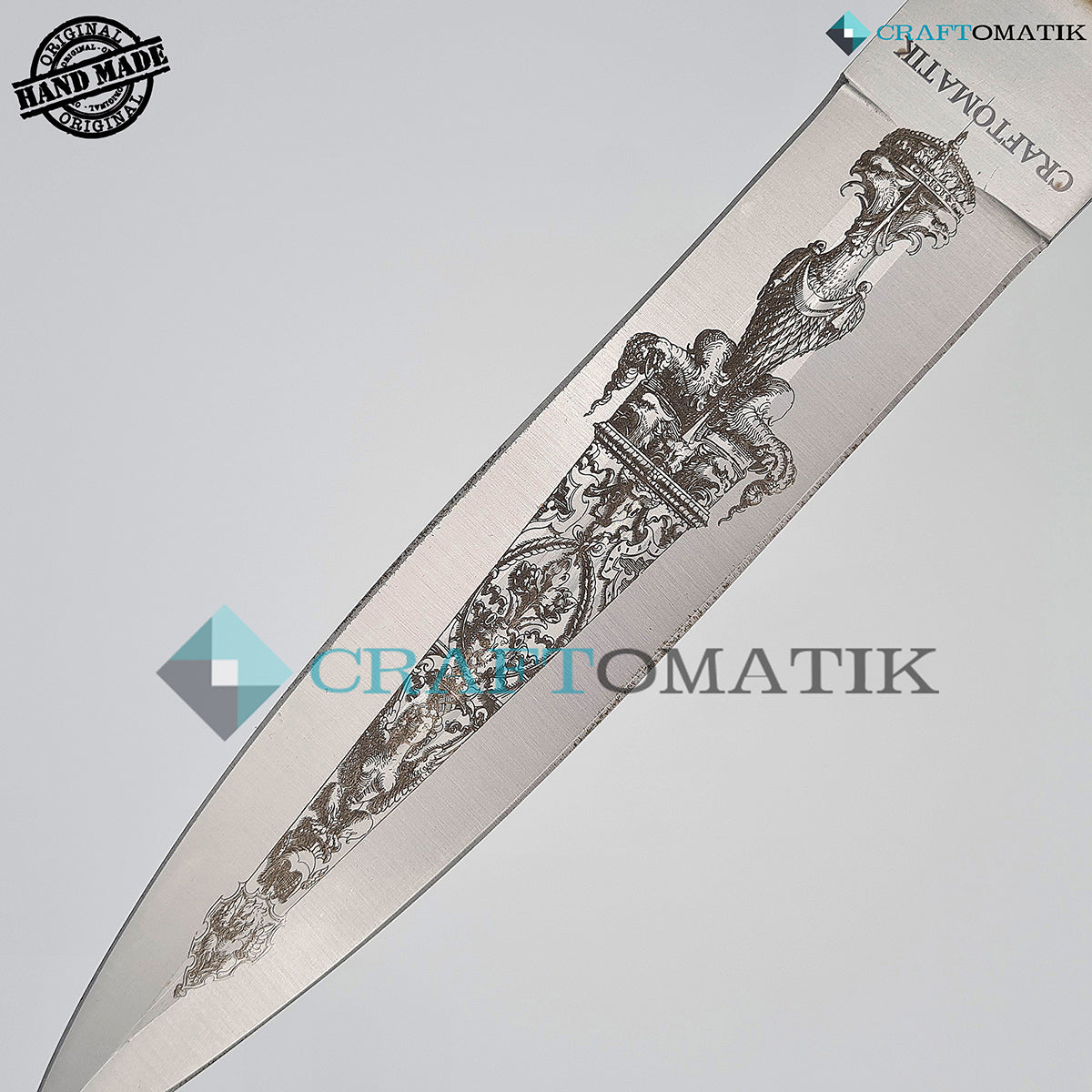 Boar Hunter Knife | Deer Horn | D2 Steel Custom Engraving