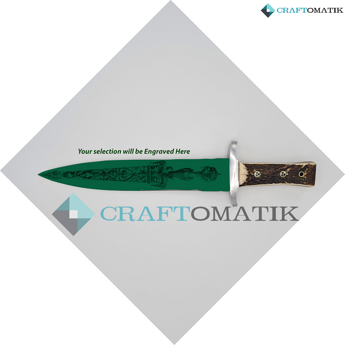 Boar Hunter Knife | Deer Horn | D2 Steel Custom Engraving