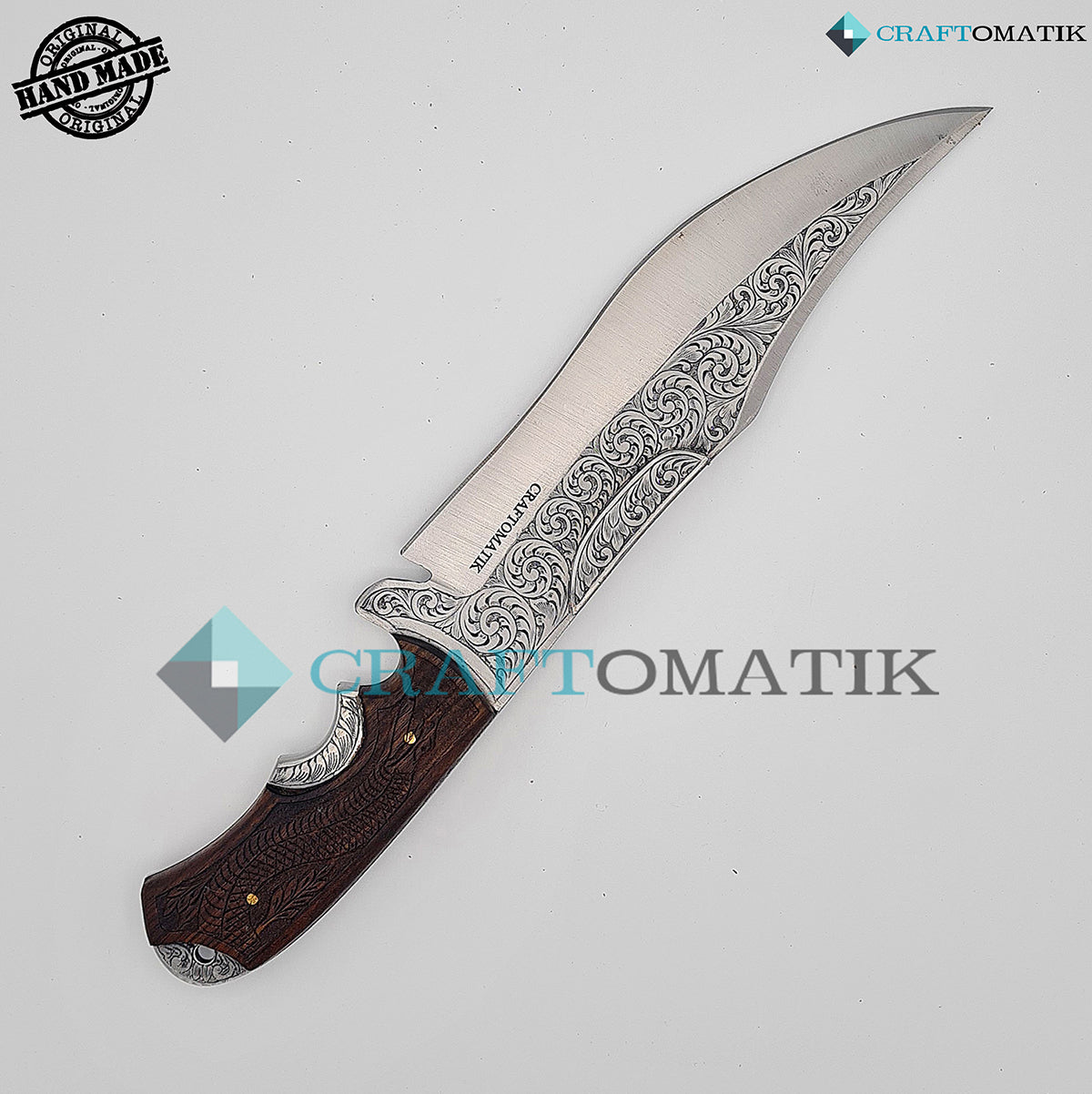 Elite Hunting Knife | Stainless Steel | Hand Engraved Blade and Grip