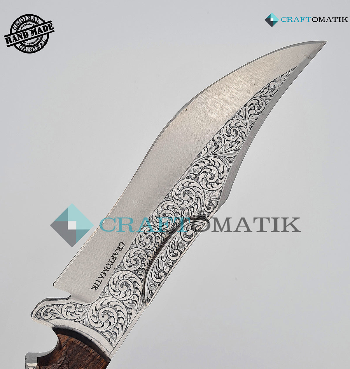 Elite Hunting Knife | Stainless Steel | Hand Engraved Blade and Grip