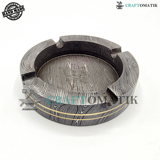 Damascus Steel Ashtray | Handcrafted Gift for Smokers | Royal Home Decor | Collector item for Smokers | Damascus Ashtray | DAT01