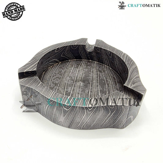 Damascus Steel Ashtray | Handcrafted Gift for Smokers | Royal Home Decor | Collector item for Smokers | Damascus Ashtray | DAT02