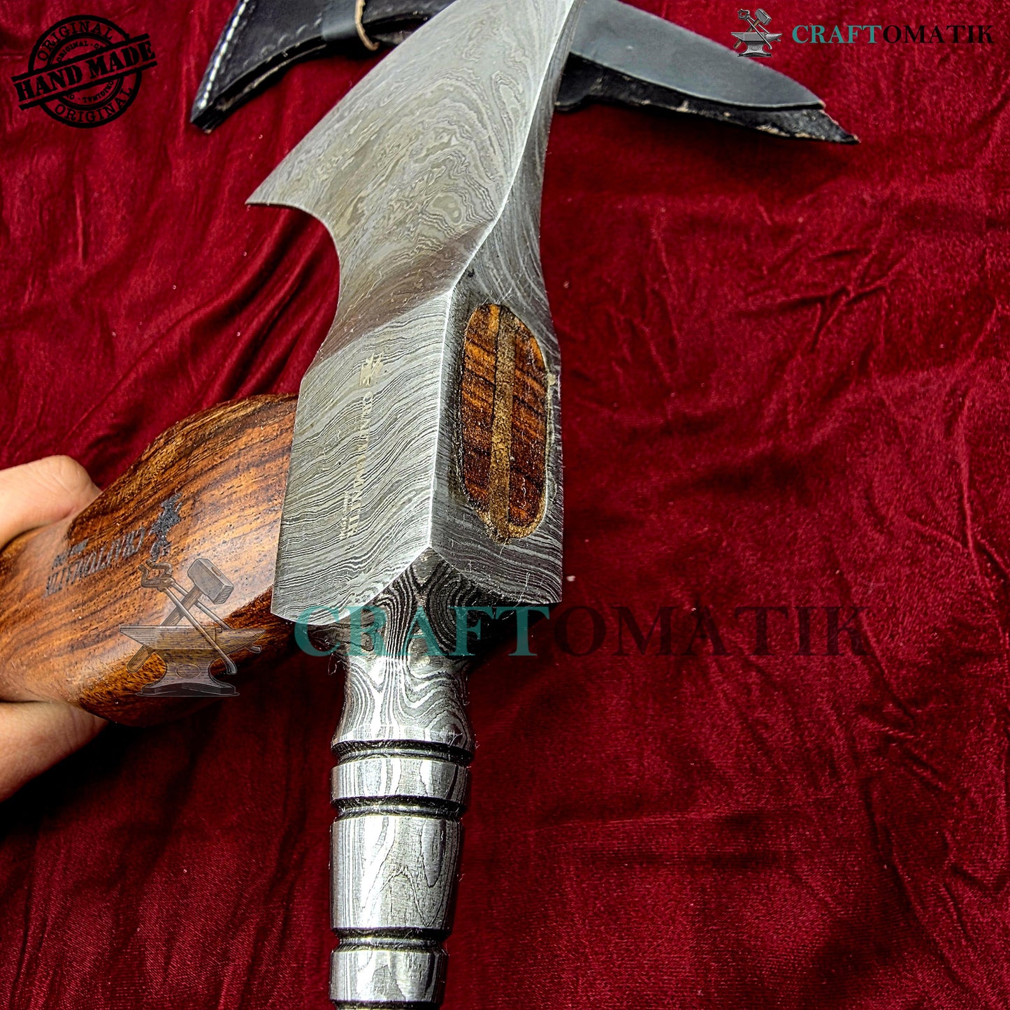 Damascus Axe | Garden Axe Original Damascus Steel Blade | Medieval Axe with Leather Sheath | Handmade Damascus Hatchet | DAX01