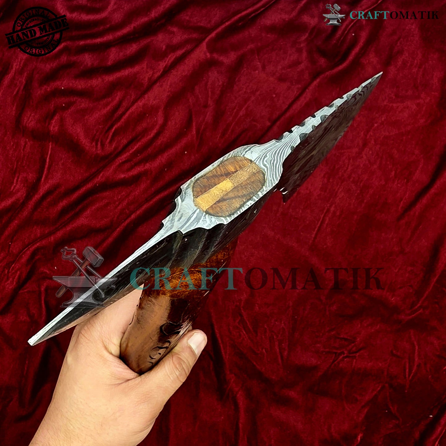 Damascus Axe | Garden Axe Original Damascus Steel Blade | Medieval Axe with Leather Sheath | Handmade Damascus Hatchet | DAX02