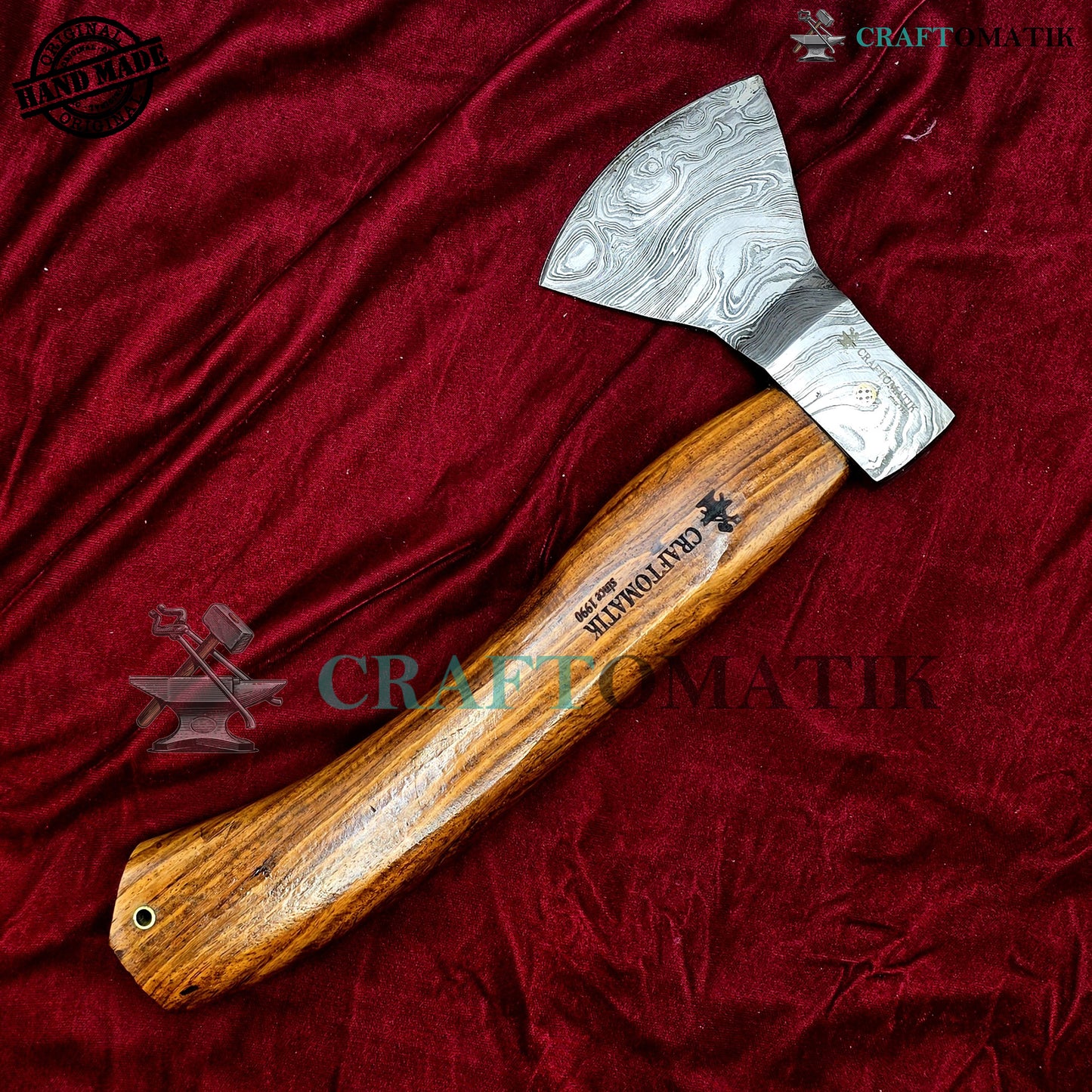 Damascus Axe | Garden Axe Original Damascus Steel Blade | Medieval Axe with Leather Sheath | Handmade Damascus Hatchet | DAX03
