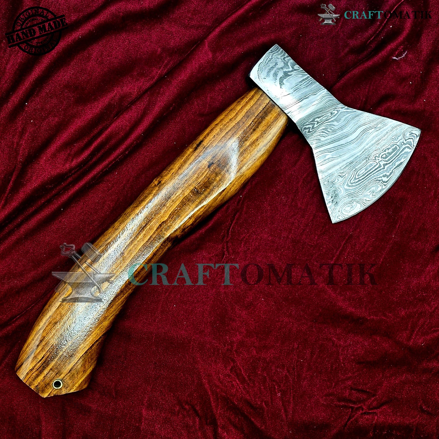 Damascus Axe | Garden Axe Original Damascus Steel Blade | Medieval Axe with Leather Sheath | Handmade Damascus Hatchet | DAX03