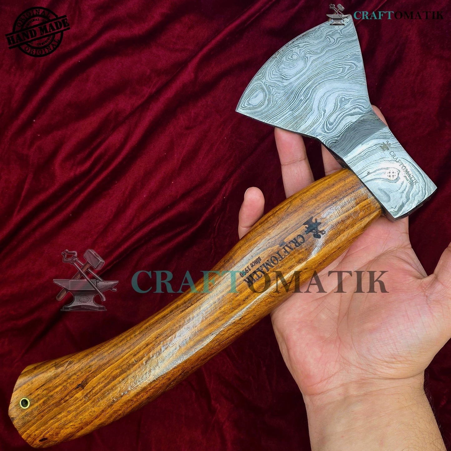 Damascus Axe | Garden Axe Original Damascus Steel Blade | Medieval Axe with Leather Sheath | Handmade Damascus Hatchet | DAX03