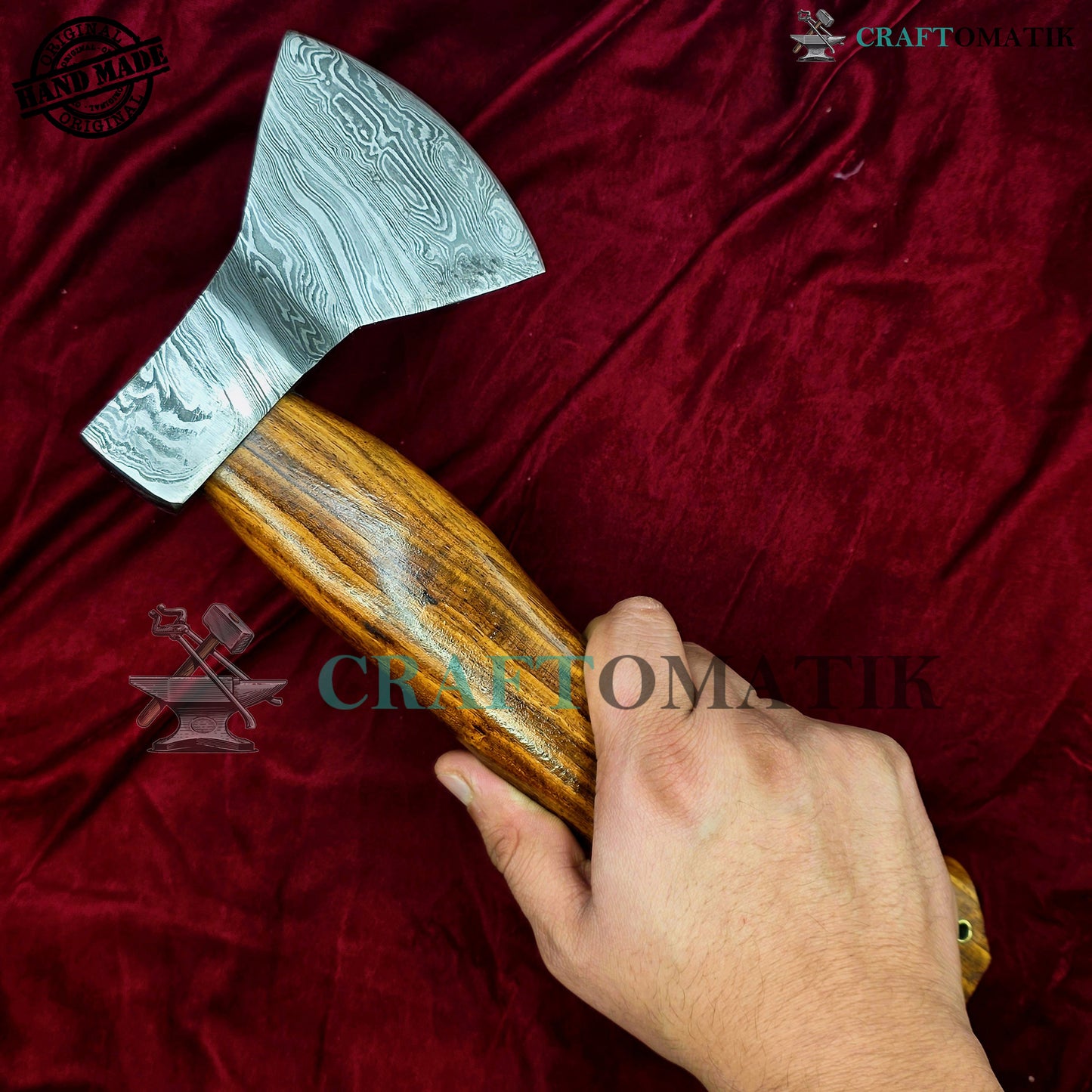 Damascus Axe | Garden Axe Original Damascus Steel Blade | Medieval Axe with Leather Sheath | Handmade Damascus Hatchet | DAX03