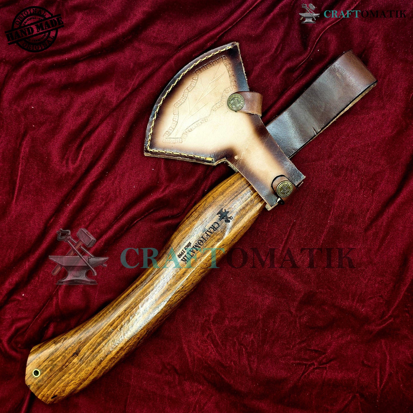 Damascus Axe | Garden Axe Original Damascus Steel Blade | Medieval Axe with Leather Sheath | Handmade Damascus Hatchet | DAX03