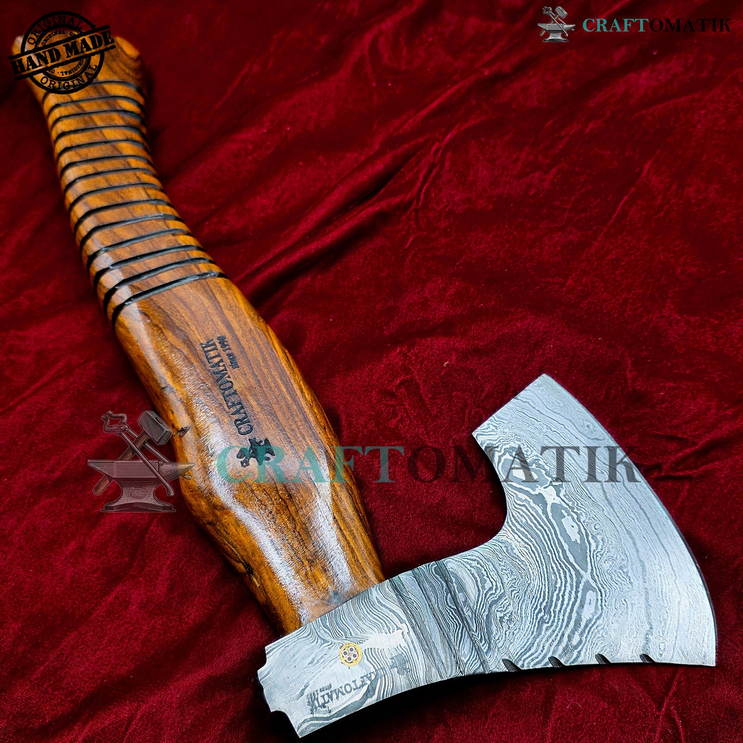 Damascus Axe | Garden Axe Original Damascus Steel Blade | Medieval Axe with Leather Sheath | Handmade Damascus Hatchet | DAX04