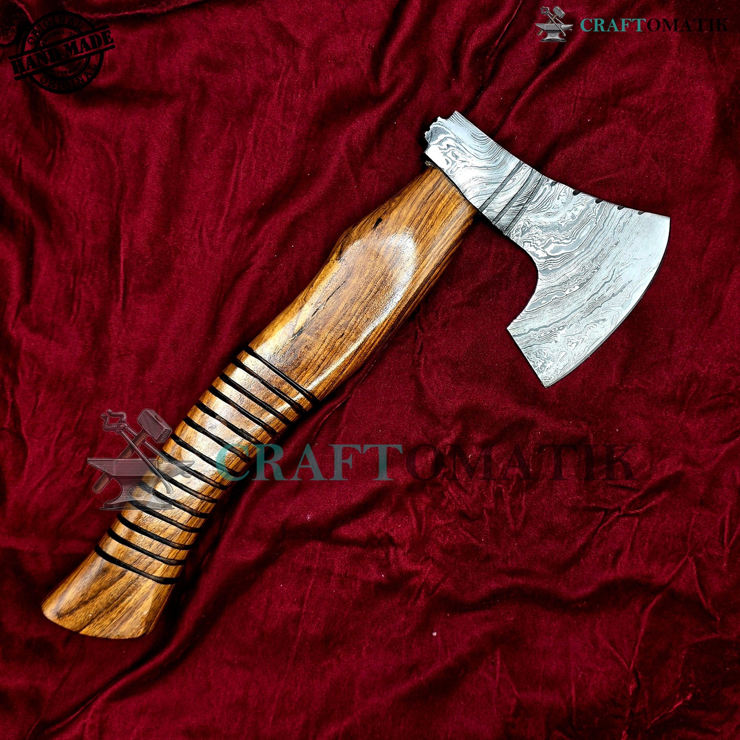Damascus Axe | Garden Axe Original Damascus Steel Blade | Medieval Axe with Leather Sheath | Handmade Damascus Hatchet | DAX04