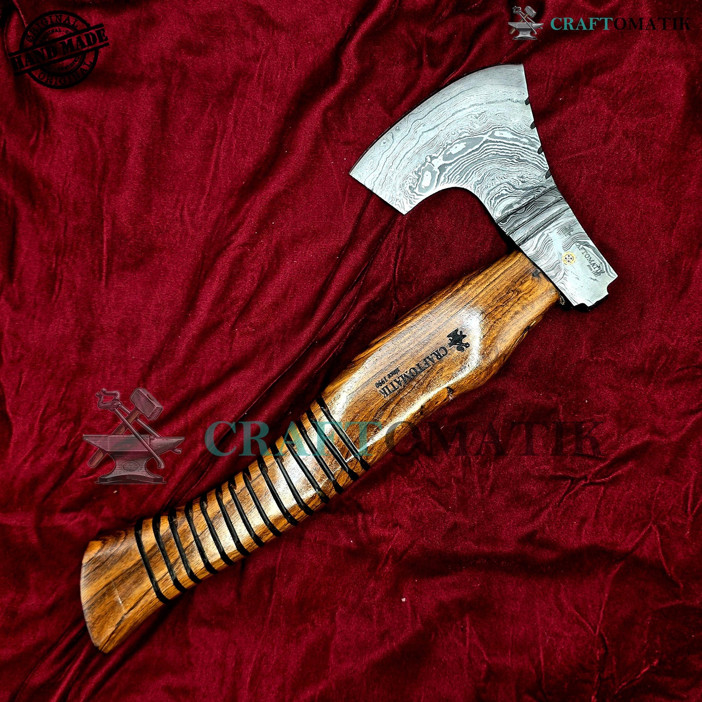 Damascus Axe | Garden Axe Original Damascus Steel Blade | Medieval Axe with Leather Sheath | Handmade Damascus Hatchet | DAX04