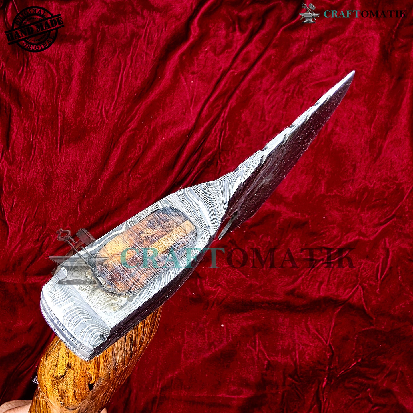 Damascus Axe | Garden Axe Original Damascus Steel Blade | Medieval Axe with Leather Sheath | Handmade Damascus Hatchet | DAX04