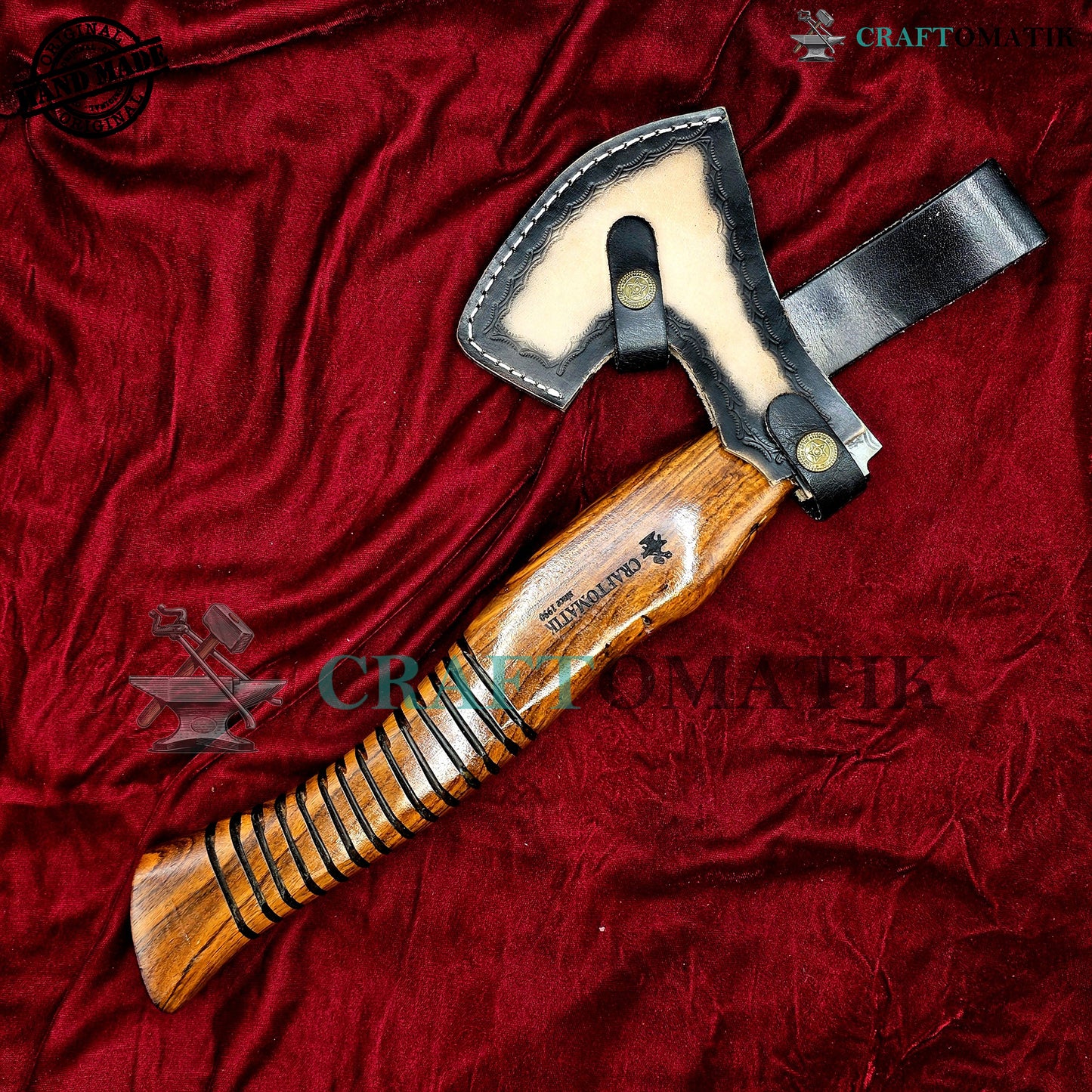 Damascus Axe | Garden Axe Original Damascus Steel Blade | Medieval Axe with Leather Sheath | Handmade Damascus Hatchet | DAX04
