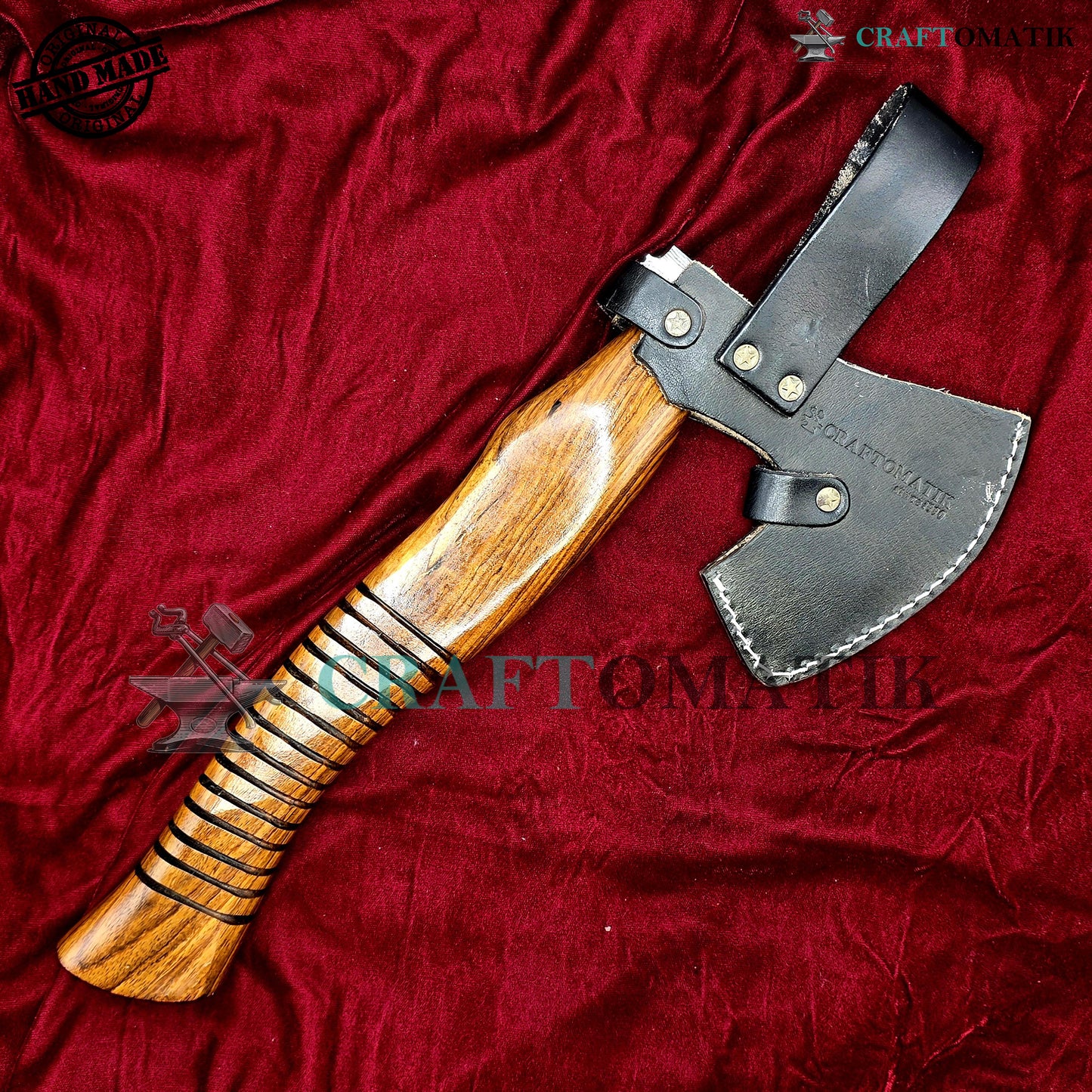Damascus Axe | Garden Axe Original Damascus Steel Blade | Medieval Axe with Leather Sheath | Handmade Damascus Hatchet | DAX04