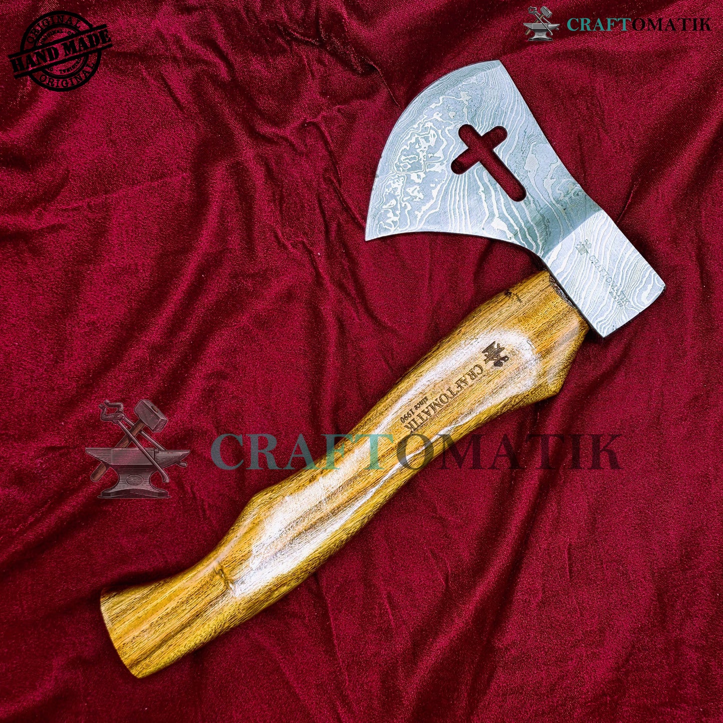 Damascus Axe | Garden Axe Original Damascus Steel Blade | Medieval Axe with Leather Sheath | Handmade Damascus Hatchet | DAX05