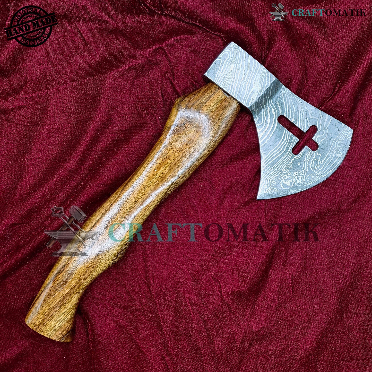 Damascus Axe | Garden Axe Original Damascus Steel Blade | Medieval Axe with Leather Sheath | Handmade Damascus Hatchet | DAX05