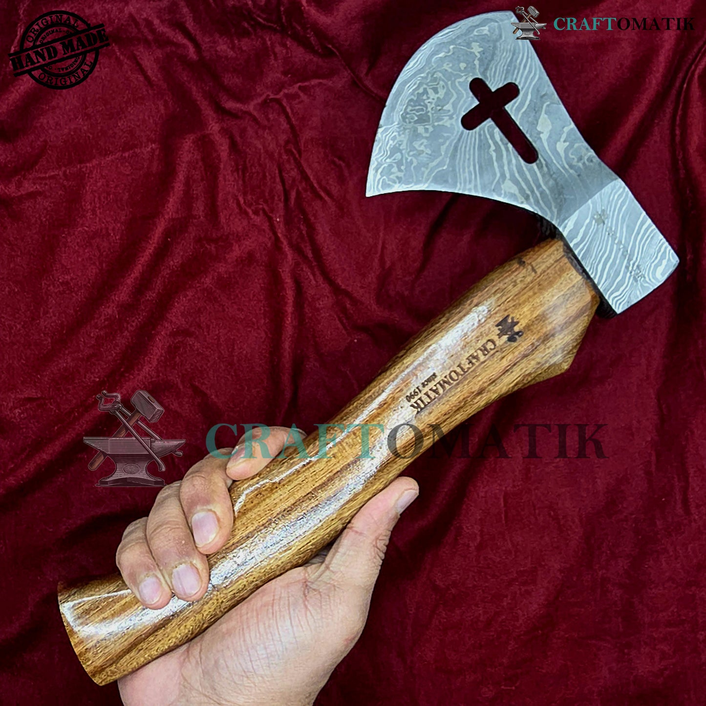 Damascus Axe | Garden Axe Original Damascus Steel Blade | Medieval Axe with Leather Sheath | Handmade Damascus Hatchet | DAX05