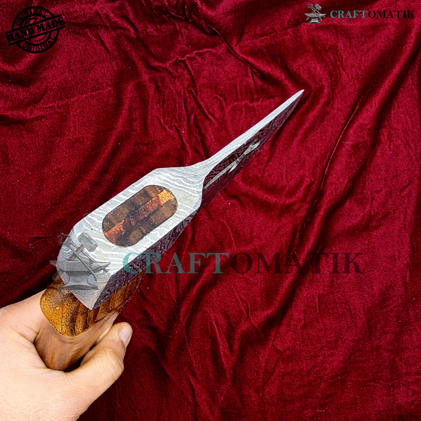 Damascus Axe | Garden Axe Original Damascus Steel Blade | Medieval Axe with Leather Sheath | Handmade Damascus Hatchet | DAX05