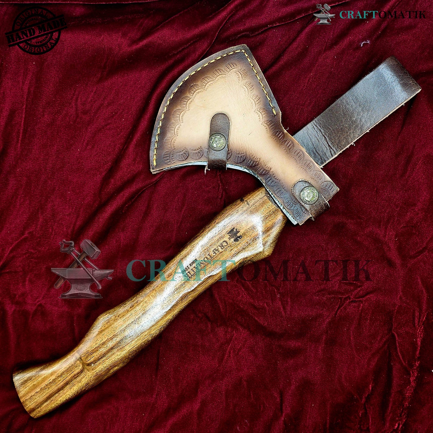Damascus Axe | Garden Axe Original Damascus Steel Blade | Medieval Axe with Leather Sheath | Handmade Damascus Hatchet | DAX05