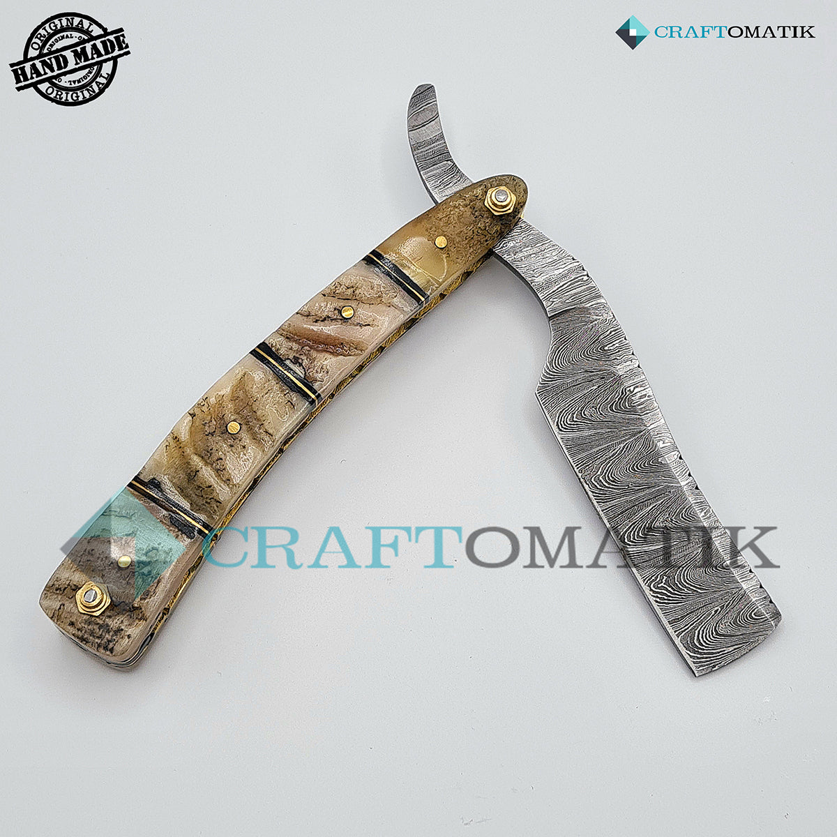 Damascus Steel Barber Razor Giftset - DBR55