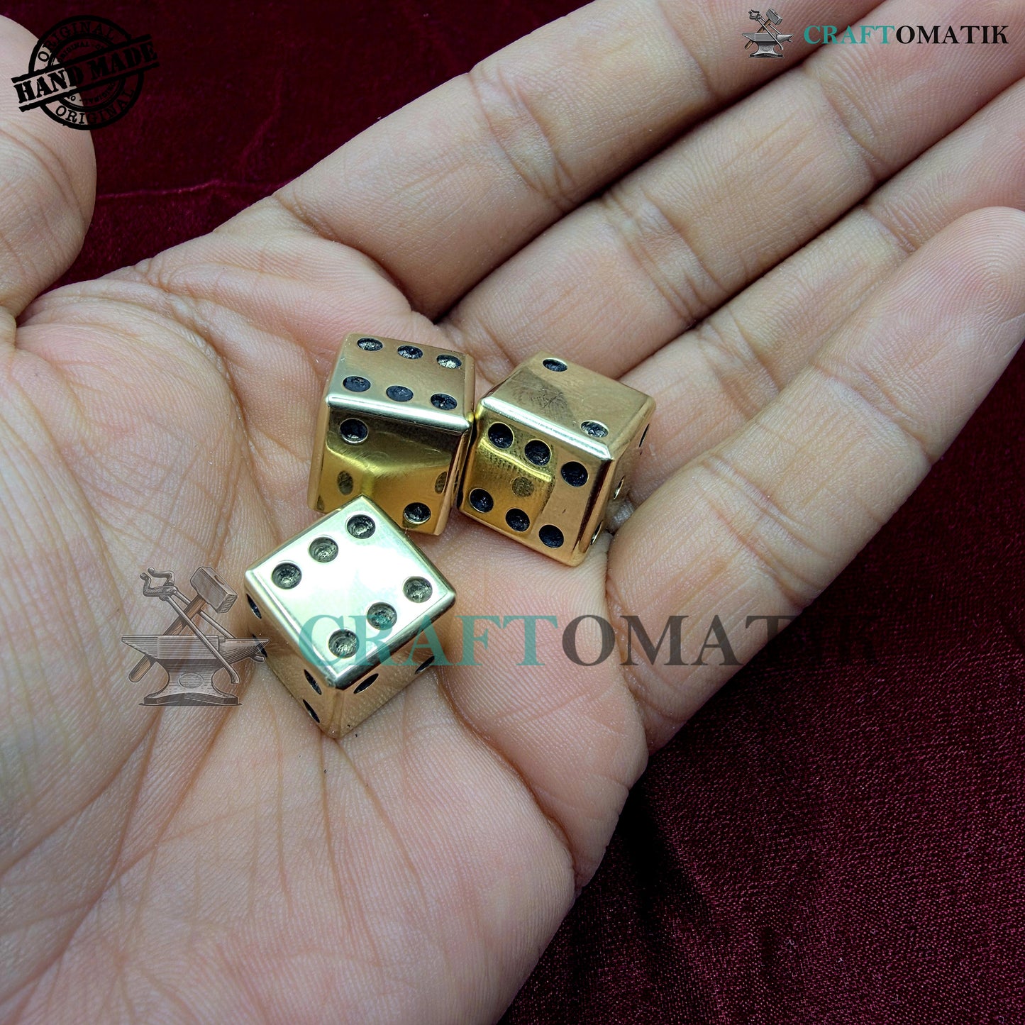 Damaszener Würfel D6 | Handgefertigte Casino-Würfel | Würfel aus Damaszener Stahl | 18 mm 6-seitig | Dekorationswürfel aus Stahl
