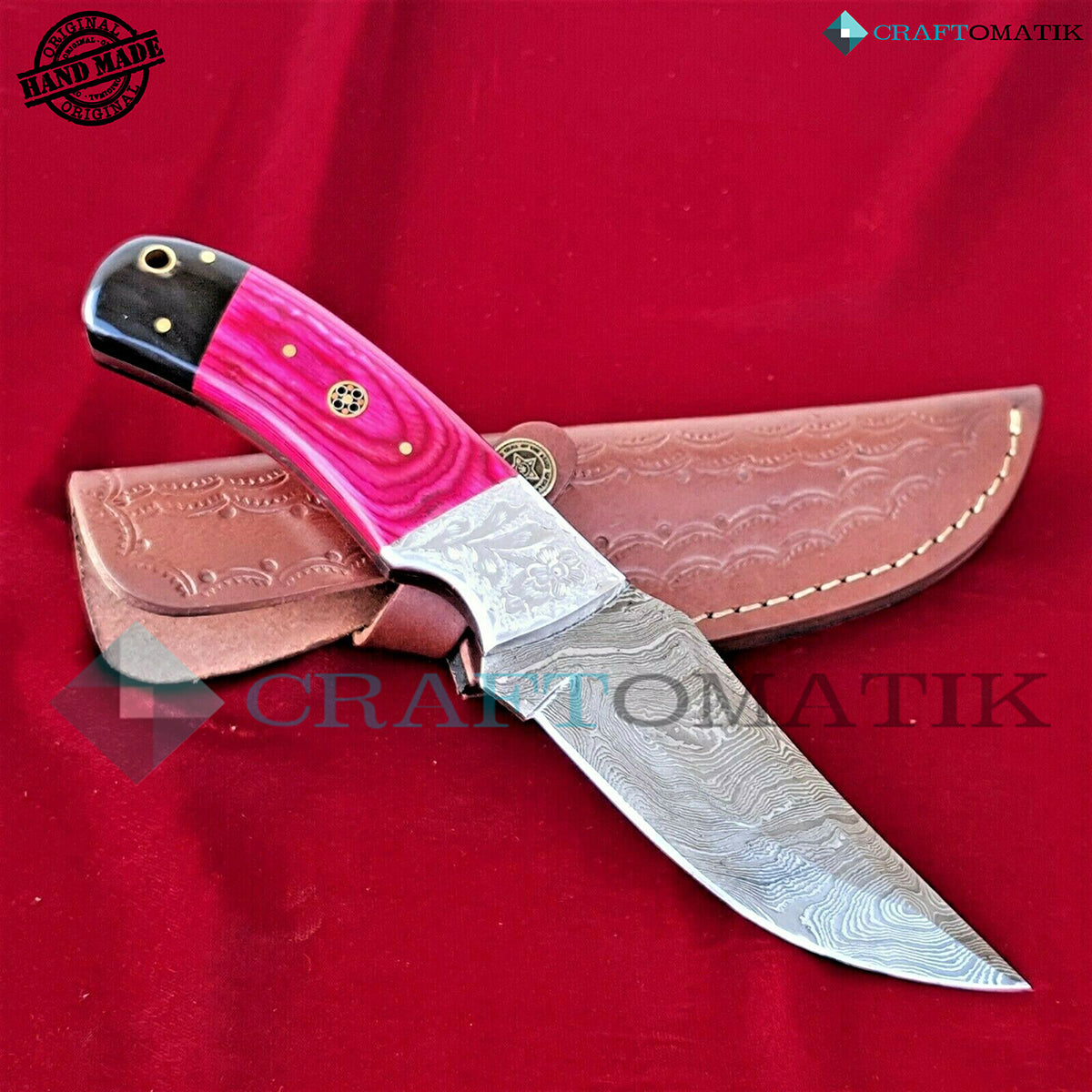 Damast Jagdmesser - Rosa