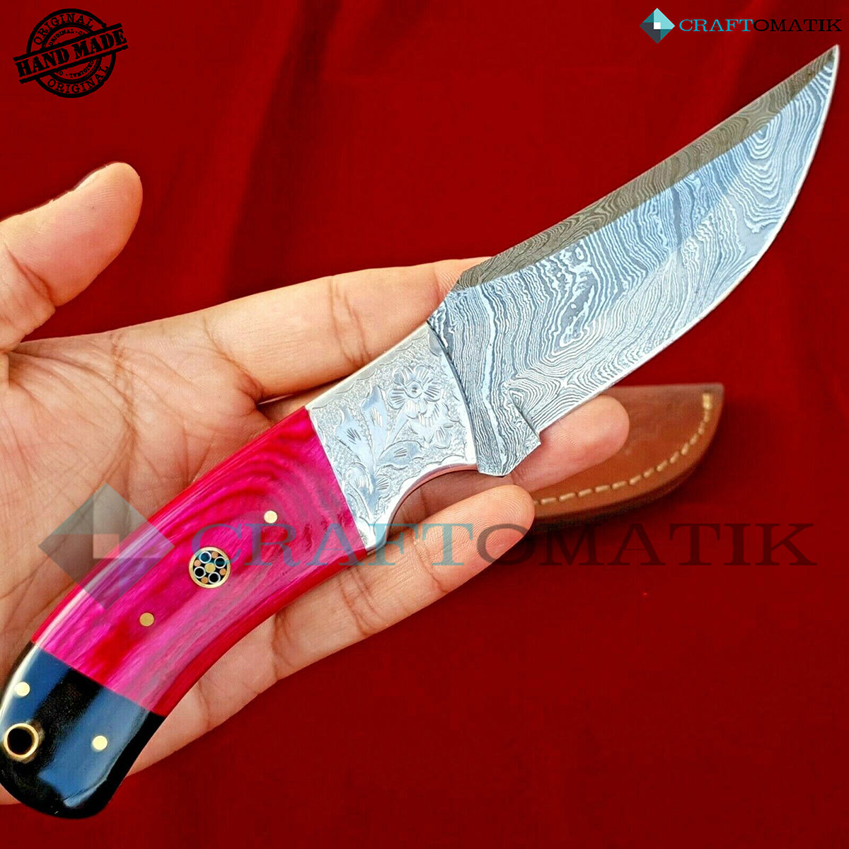 Damast Jagdmesser - Rosa