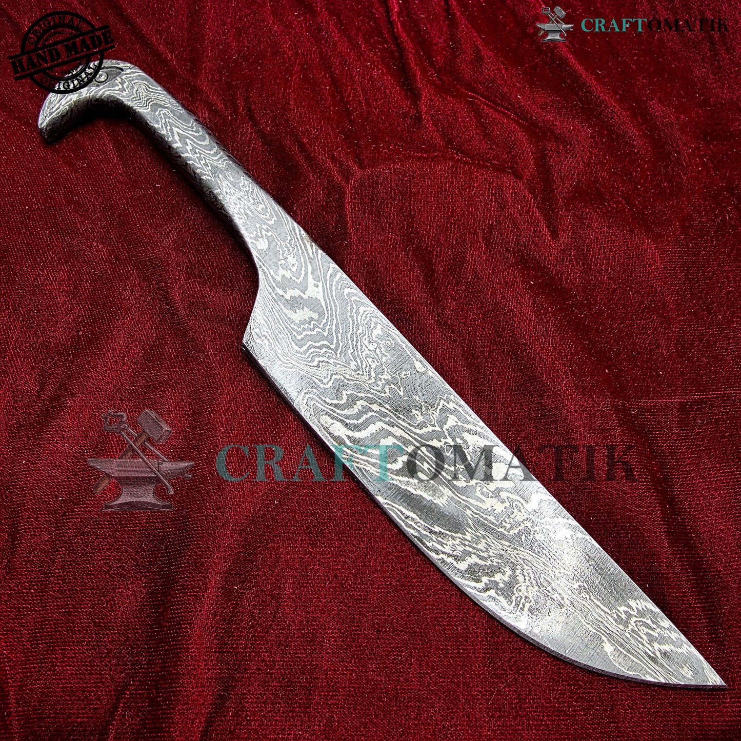 Damascus Bird-head knife | Viking Celtic knife in Medieval style | Original Robust Damascus steel blade | Handmade outdoor collector's knife | DMK07