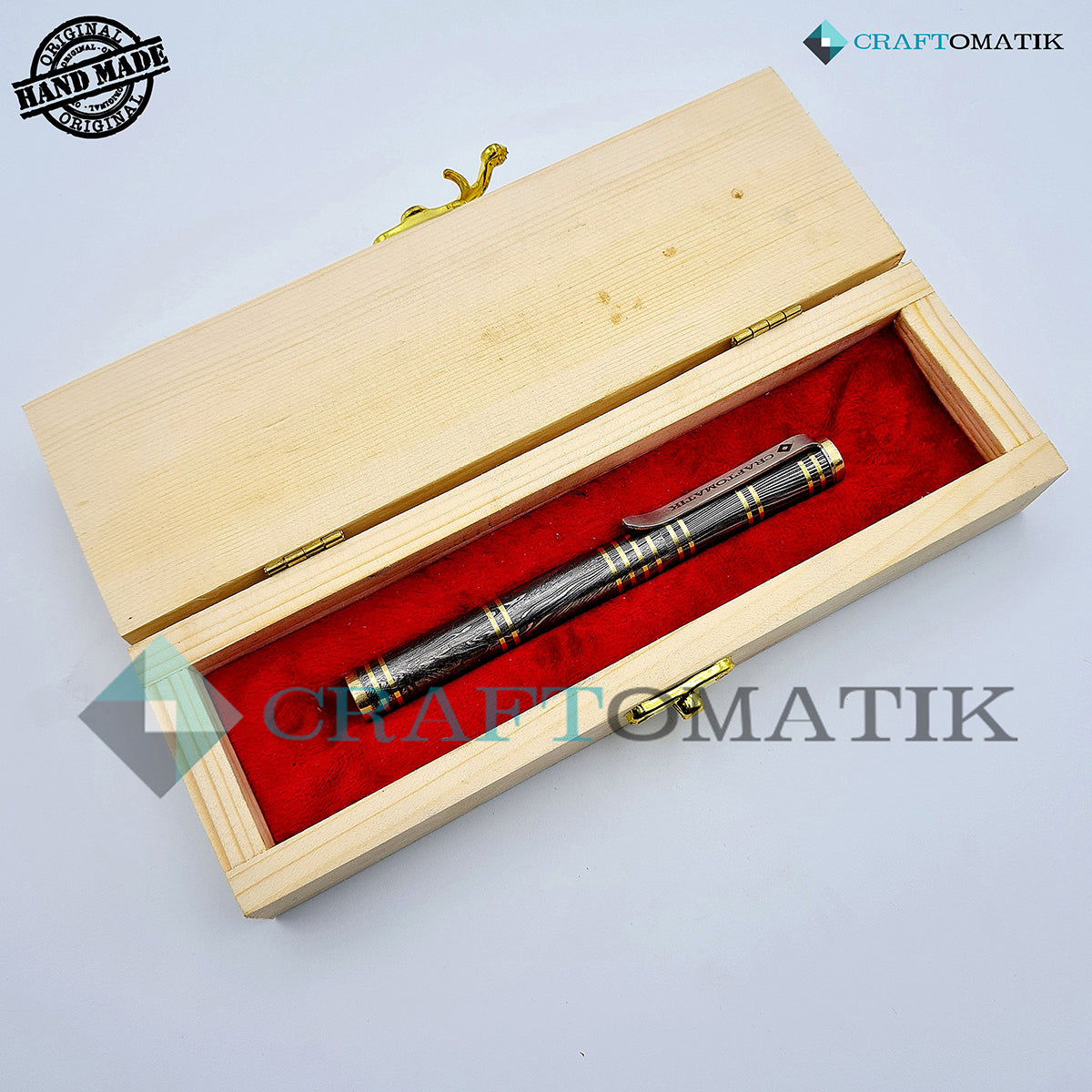 Damascus Steel Ballpoint Pen Gift Set| Handmade Pen Set Damascus | DP01