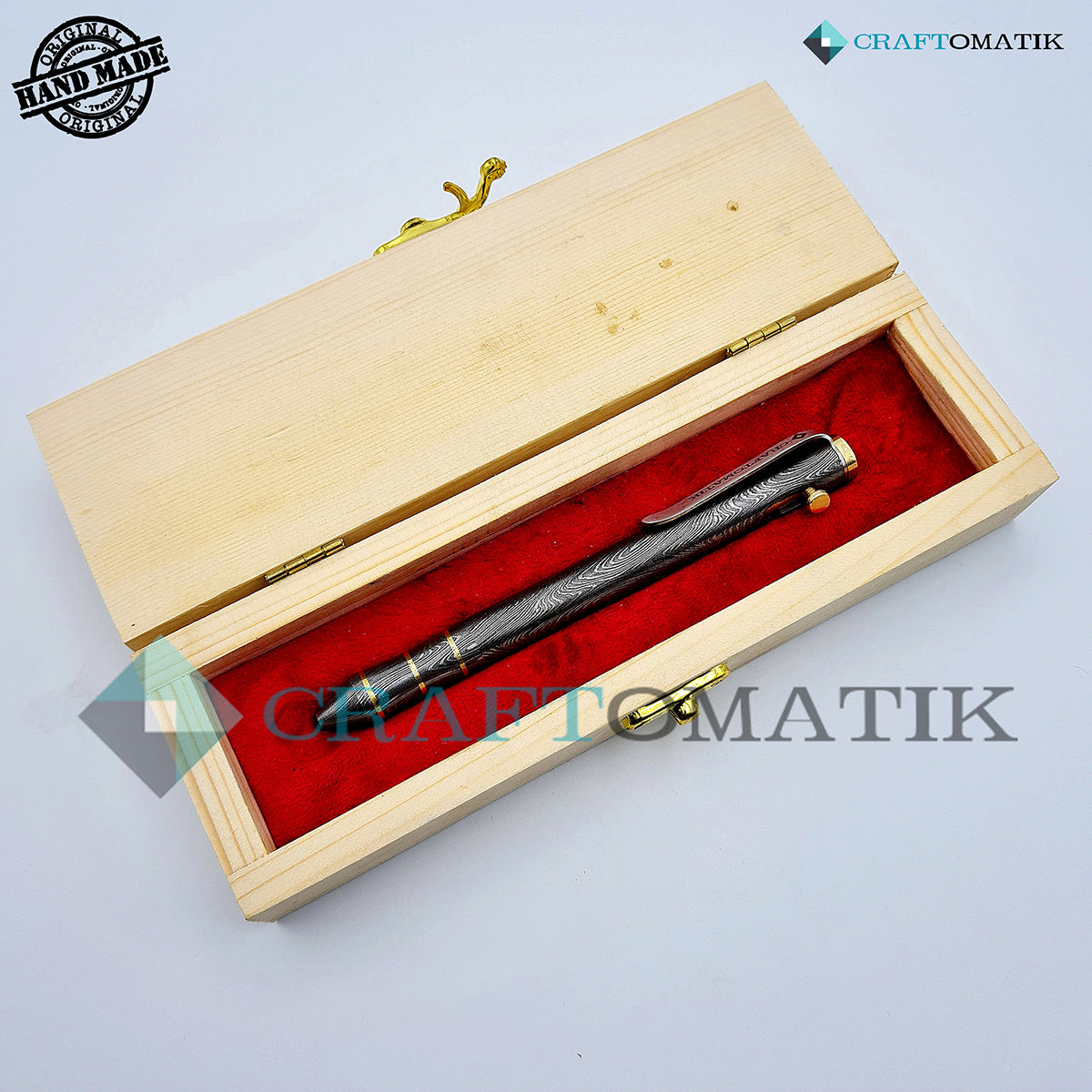 Damascus Steel Ballpoint Pen Gift Set| Handmade Pen Set Damascus | DP02