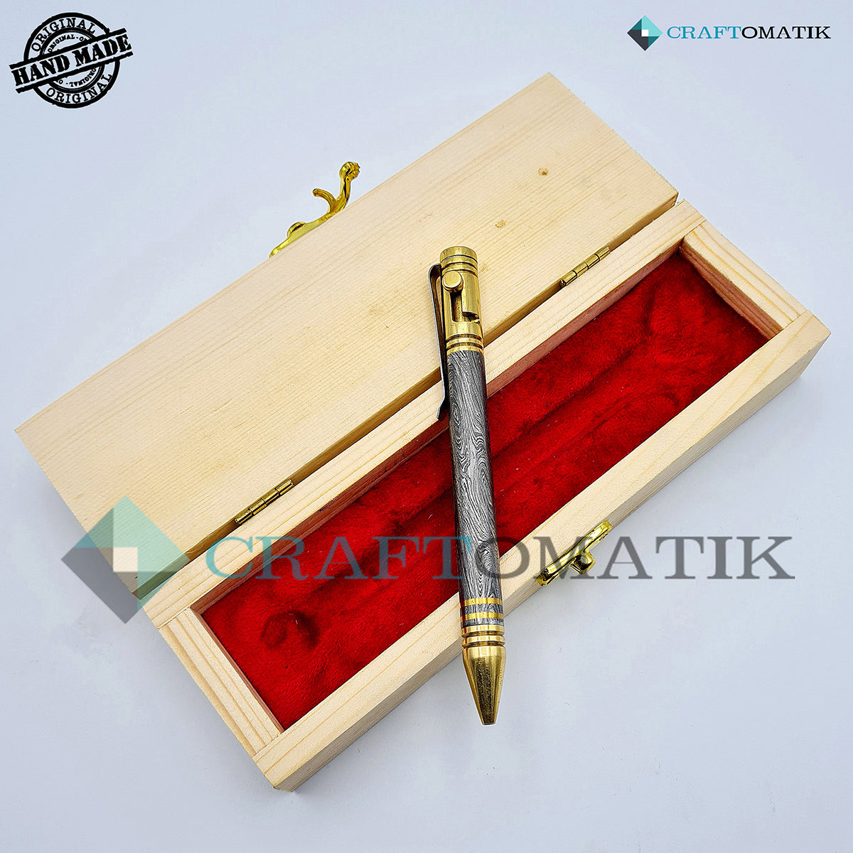 Damascus Steel Ballpoint Pen Gift Set| Handmade Pen Set Damascus | DP03