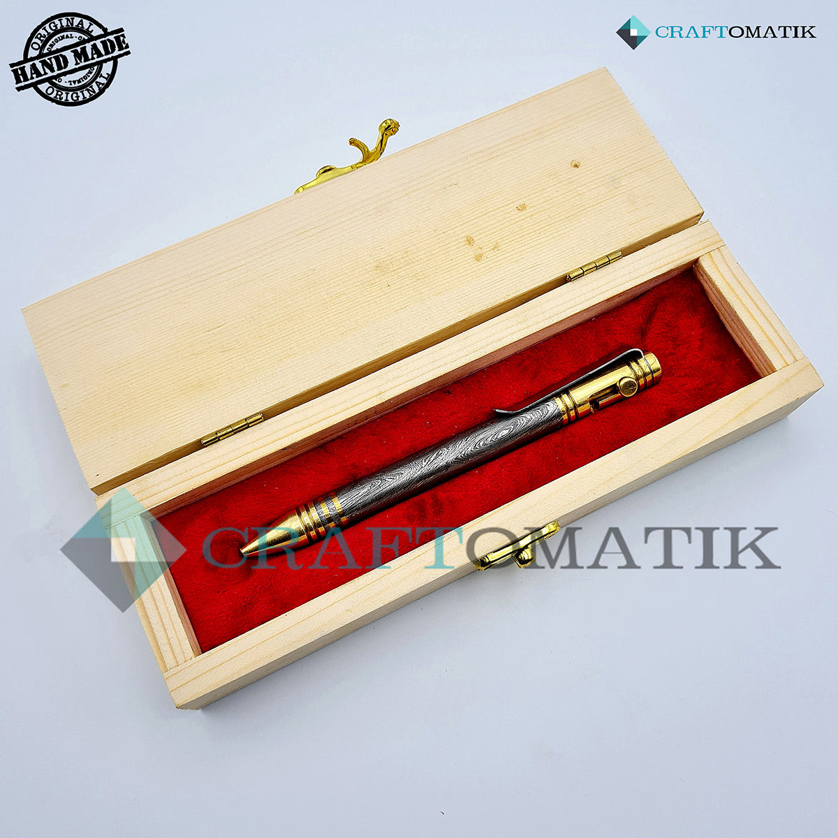 Damascus Steel Ballpoint Pen Gift Set| Handmade Pen Set Damascus | DP03