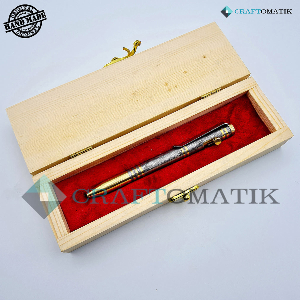 Damascus Steel Ballpoint Pen Gift Set| Handmade Pen Set Damascus | DP04