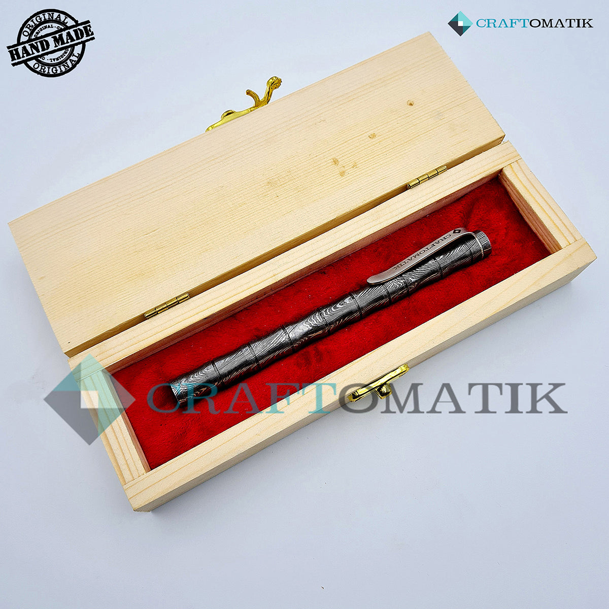 Damascus Steel Ballpoint Pen Gift Set| Handmade Pen Set Damascus | DP05