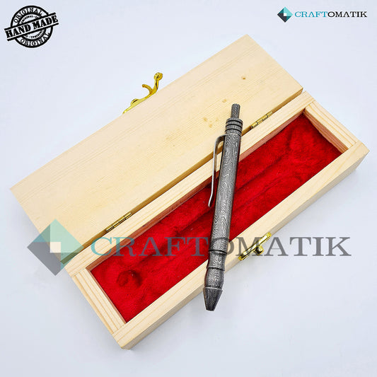 Damascus Steel Ballpoint Pen Gift Set| Handmade Pen Set Damascus | DP06