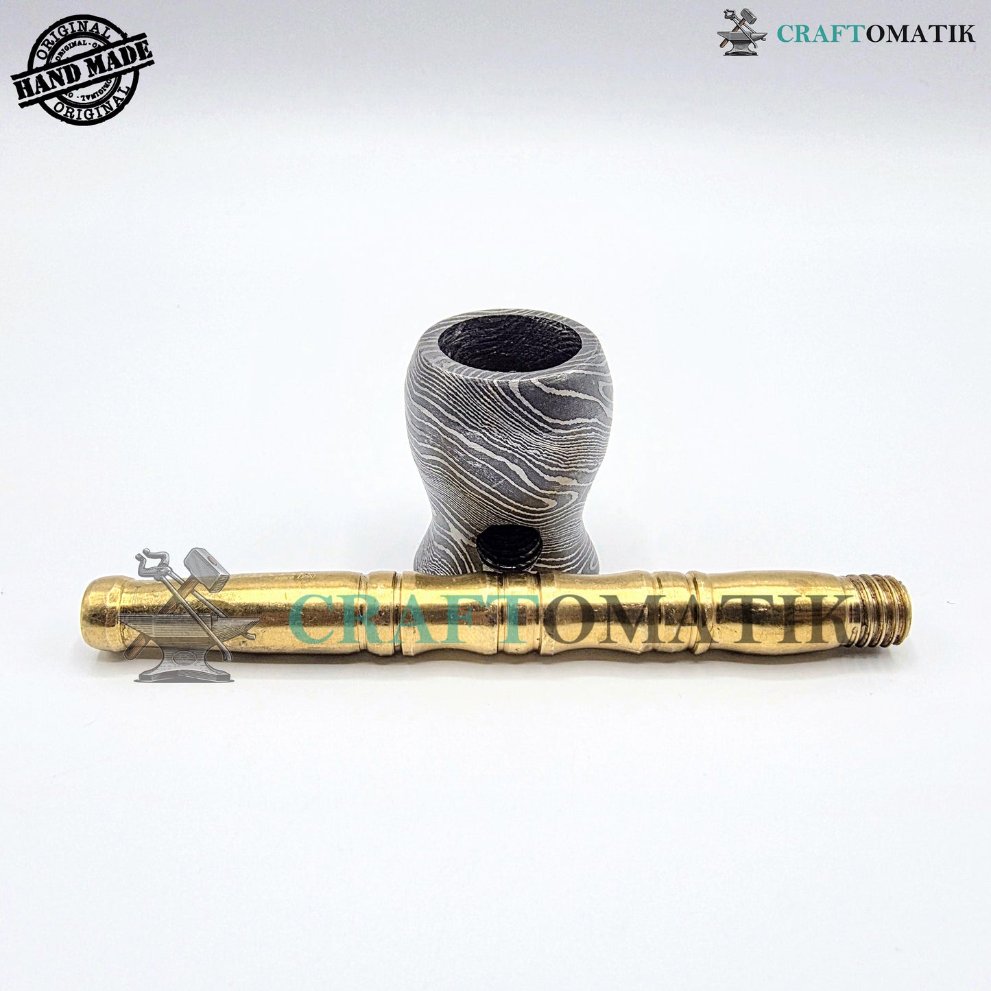 Damascus Steel Smoking Pipe | Handcrafted Tobacco Pipe Gift for Smokers | Royal Home Decor | Collector item for Smokers | Damascus Pipe | DSP01