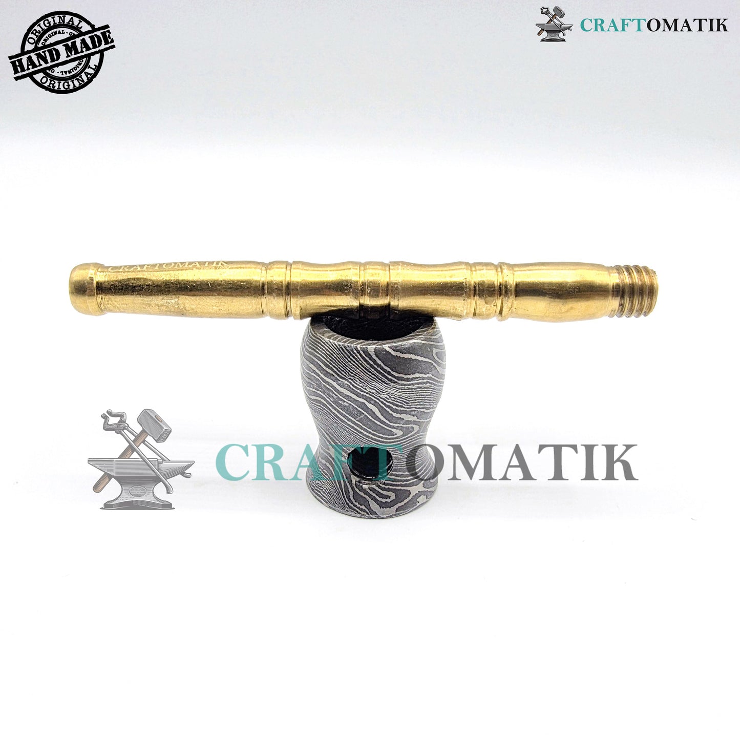 Damascus Steel Smoking Pipe | Handcrafted Tobacco Pipe Gift for Smokers | Royal Home Decor | Collector item for Smokers | Damascus Pipe | DSP01