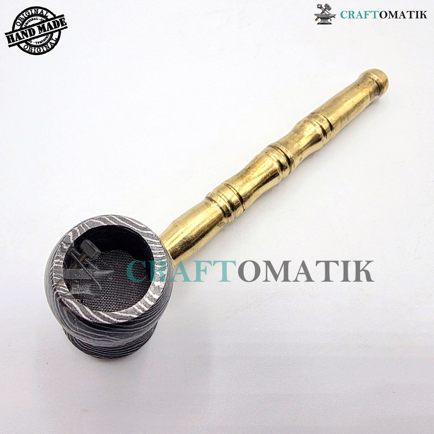 Damascus Steel Smoking Pipe | Handcrafted Tobacco Pipe Gift for Smokers | Royal Home Decor | Collector item for Smokers | Damascus Pipe | DSP01