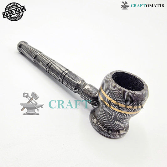 Damascus Steel Smoking Pipe | Handcrafted Tobacco Pipe Gift for Smokers | Royal Home Decor | Collector item for Smokers | Damascus Pipe | DSP03