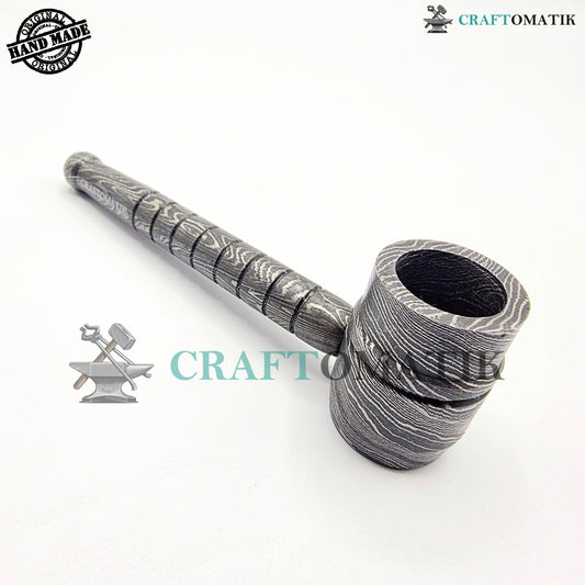 Damascus Steel Smoking Pipe | Handcrafted Tobacco Pipe Gift for Smokers | Royal Home Decor | Collector item for Smokers | Damascus Pipe | DSP04