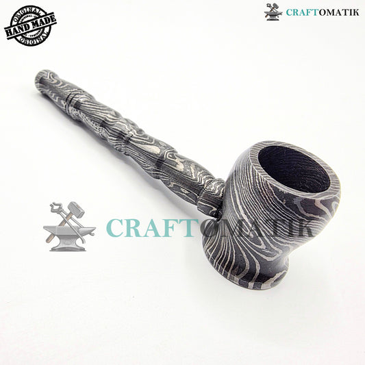 Damascus Steel Smoking Pipe | Handcrafted Tobacco Pipe Gift for Smokers | Royal Home Decor | Collector item for Smokers | Damascus Pipe | DSP05